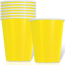 Load image into Gallery viewer, Bright Yellow Solid 9oz FSC Paper Cups, 14ct