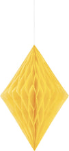 Load image into Gallery viewer, Tissue Paper Diamond Honeycomb Decoration, Yellow, 35 cm
