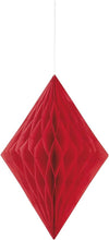Load image into Gallery viewer, Tissue Paper Diamond Honeycomb Decoration, Red, 35 cm
