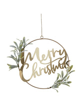 Load image into Gallery viewer, Gold Merry Christmas Door Wreath With Foliage