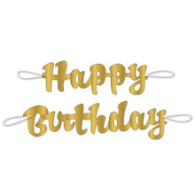 Load image into Gallery viewer, Golden Script Happy Birthday Banner