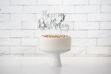Load image into Gallery viewer, Silver Happy Birthday Cake Topper - 22.5cm