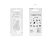 Load image into Gallery viewer, Silver Glitter Birthday Candle Number 4