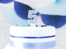 Load image into Gallery viewer, Silver Glitter Birthday Candle Number 5