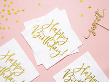 Load image into Gallery viewer, Happy Birthday Gold Foiled Serving Napkins - 33x33cm