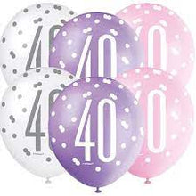 Load image into Gallery viewer, 12" Glitz Petal Pink, Spring Lavender, & White Latex Balloons 40 - 6ct