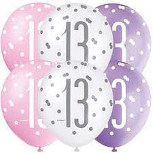 Load image into Gallery viewer, 12" Glitz Petal Pink, Spring Lavender & White Latex Balloons 13 - 6ct