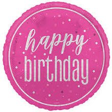 Load image into Gallery viewer, 18" Glitz Pink & Silver Round Foil Balloon - "Happy Birthday"