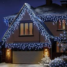 Load image into Gallery viewer, 300 LED Bright White Frosted Icicle Lights Multi Action Christmas Lights 7.5M