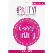 Load image into Gallery viewer, 18" Glitz Pink & Silver Round Foil Balloon - "Happy Birthday"