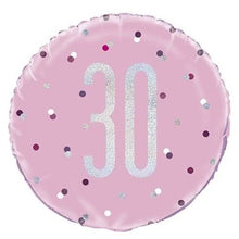 Load image into Gallery viewer, Glitz Pink & Silver 30th Round Foil Balloon - 18"