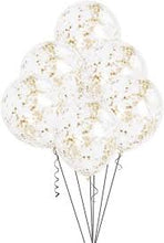 Load image into Gallery viewer, Clear Latex Balloons with Gold Confetti 12", 6ct