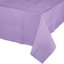 Load image into Gallery viewer, Lavender Solid Rectangular Plastic Table Cover, 54"x108"