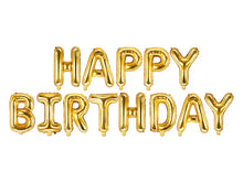 Load image into Gallery viewer, Gold Happy Birthday Foil Letter Balloon Banner Kit