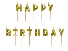 Load image into Gallery viewer, Gold "Happy Birthday" Letter Pick Birthday Candles