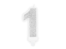 Load image into Gallery viewer, Silver Glitter Birthday Candle Number 1