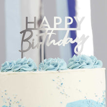 Load image into Gallery viewer, Silver Acrylic Happy Birthday Cake Topper