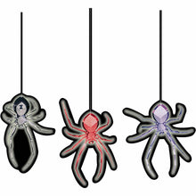 Load image into Gallery viewer, 3-D Spider Glow-In-The-Dark Foil Hanging Decoration 3ct