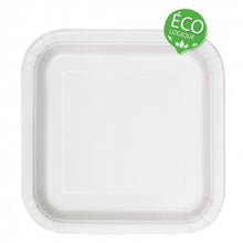 Load image into Gallery viewer, White Solid Square 9&quot; FSC Dinner Plates, 14ct

