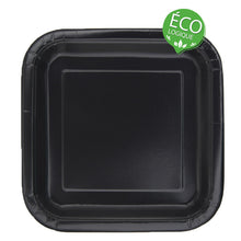 Load image into Gallery viewer, Black Solid FSC Square 9&quot; Dinner Plates, 16ct
