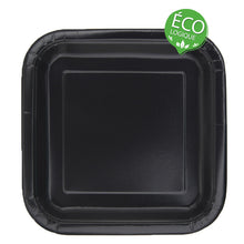 Load image into Gallery viewer, Black Solid FSC Square 9" Dinner Plates, 16ct