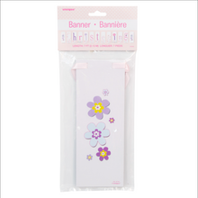 Load image into Gallery viewer, Pink Bunting Christening Block Banner, 7 ft