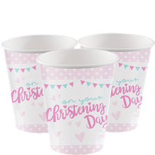Load image into Gallery viewer, Christening Day Pink Paper Cups (8pk)
