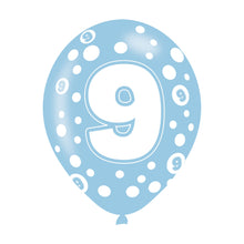 Load image into Gallery viewer, Age 9 Assorted Colours 11" Latex Balloons, 6ct