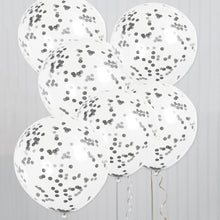 Load image into Gallery viewer, Clear Latex Balloons with Black Confetti 12 Inch – 6pk