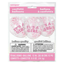 Load image into Gallery viewer, It&#39;s A Girl 12&quot; Confetti Balloons (6pk)
