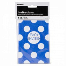 Load image into Gallery viewer, Blue &amp; White Polka Dot Invitations
