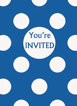 Load image into Gallery viewer, Blue &amp; White Polka Dot Invitations

