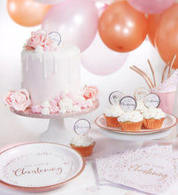 Load image into Gallery viewer, Pink On Your Christening Cupcake Toppers