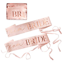 Load image into Gallery viewer, Ginger Ray Pink & Rose Gold Team Bride Hen Party Sashes 6 Pack