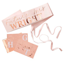 Load image into Gallery viewer, Personalised Rose Gold Hen Party Bride To Be Sash