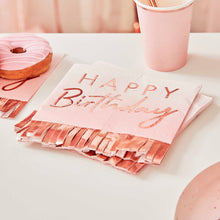 Load image into Gallery viewer, Rose Gold & Pink Ombre Fringe Paper Napkins