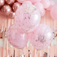 Load image into Gallery viewer, Double Layered Pink and Rose Gold Confetti Balloons
