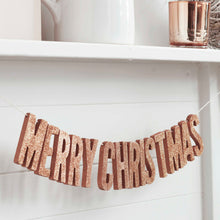 Load image into Gallery viewer, Rose Gold Glitter Wooden Merry Christmas Bunting