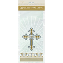 Load image into Gallery viewer, Gold & Silver Radiant Cross Cellophane Bags 5"x11", 20ct