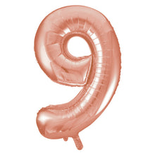 Load image into Gallery viewer, Rose Gold Number 9 Shaped Foil Balloon 34"