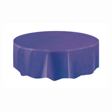 Load image into Gallery viewer, Deep Purple Solid Round Plastic Table Cover, 84"