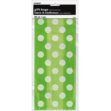 Load image into Gallery viewer, Green Polka Dot Gift Bags (20ct)