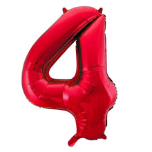 Load image into Gallery viewer, Red Number 4 Shaped Foil Balloon 34"