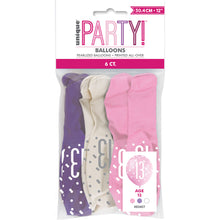 Load image into Gallery viewer, 12" Glitz Petal Pink, Spring Lavender & White Latex Balloons 13 - 6ct