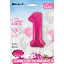 Load image into Gallery viewer, Pink Number 1 Shaped Foil Balloon 34"