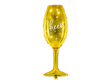 Load image into Gallery viewer, Cheers Large Golden Champagne Glass Foil Balloon