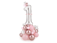 Load image into Gallery viewer, First Birthday Pink And Silver Bouquet Of Balloons, 90x140cm