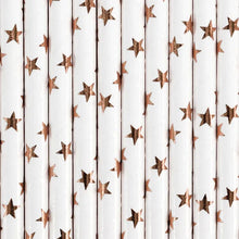 Load image into Gallery viewer, Rose Gold Stars Paper Straws - 10ct