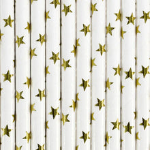 Load image into Gallery viewer, Gold Star Paper Straws - 19.5cm