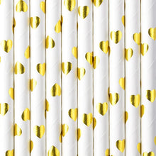 Load image into Gallery viewer, Gold Heart Paper Straws - 10ct
